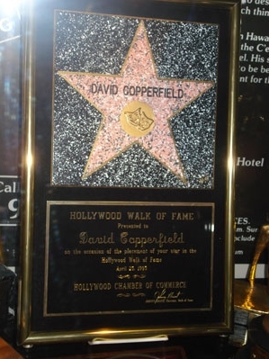 The Hollywood Walk of Fame certificate